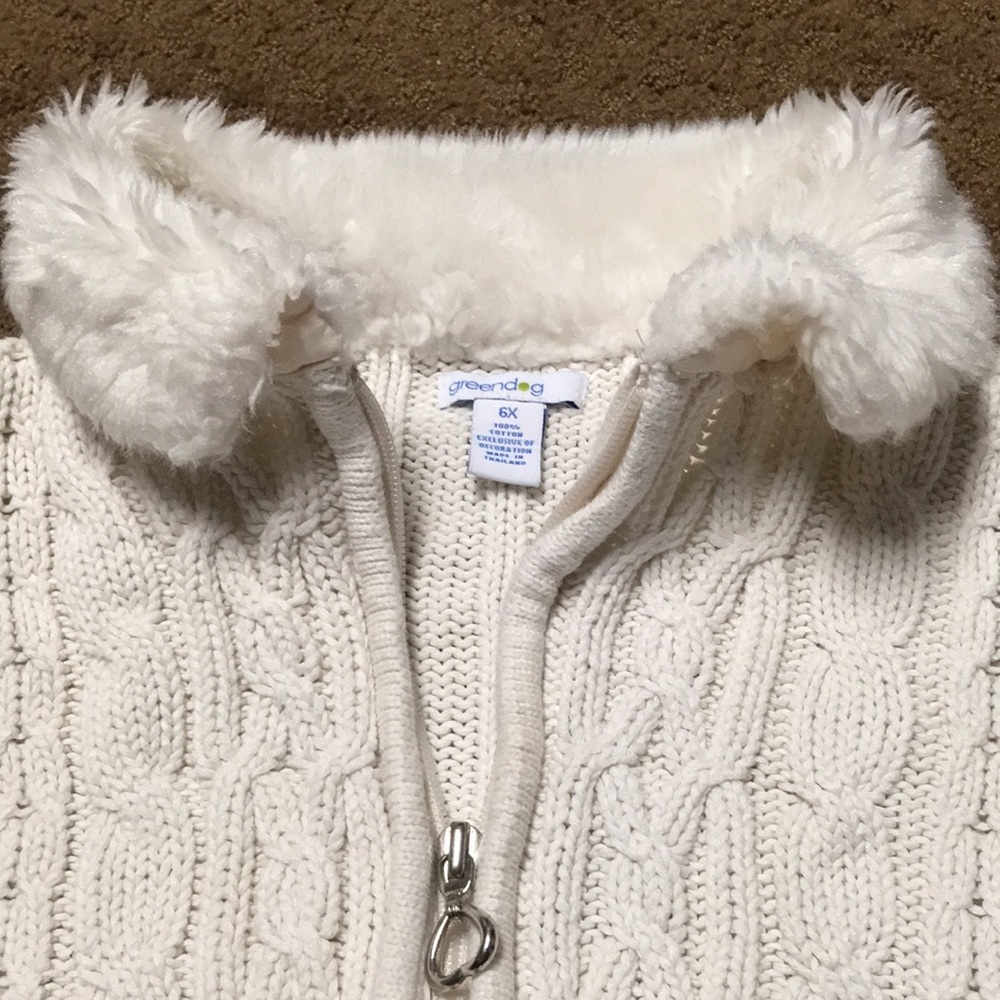 Sweater Girls size 6x creamy furry fuzzy EUC